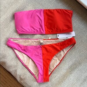 Pilyq Pink and Red Bikini Set